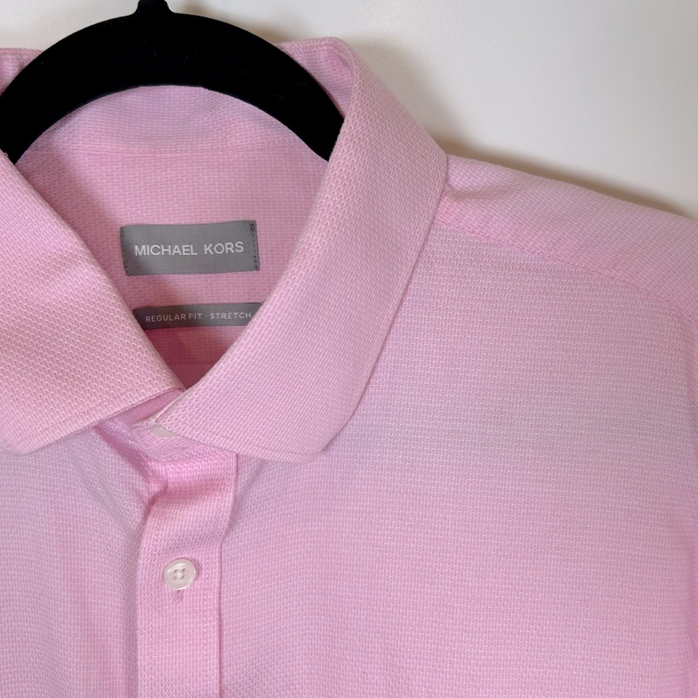 Michael Kors Light Pink Textured Men’s Dress Shirt Size XL Regular Fit‎